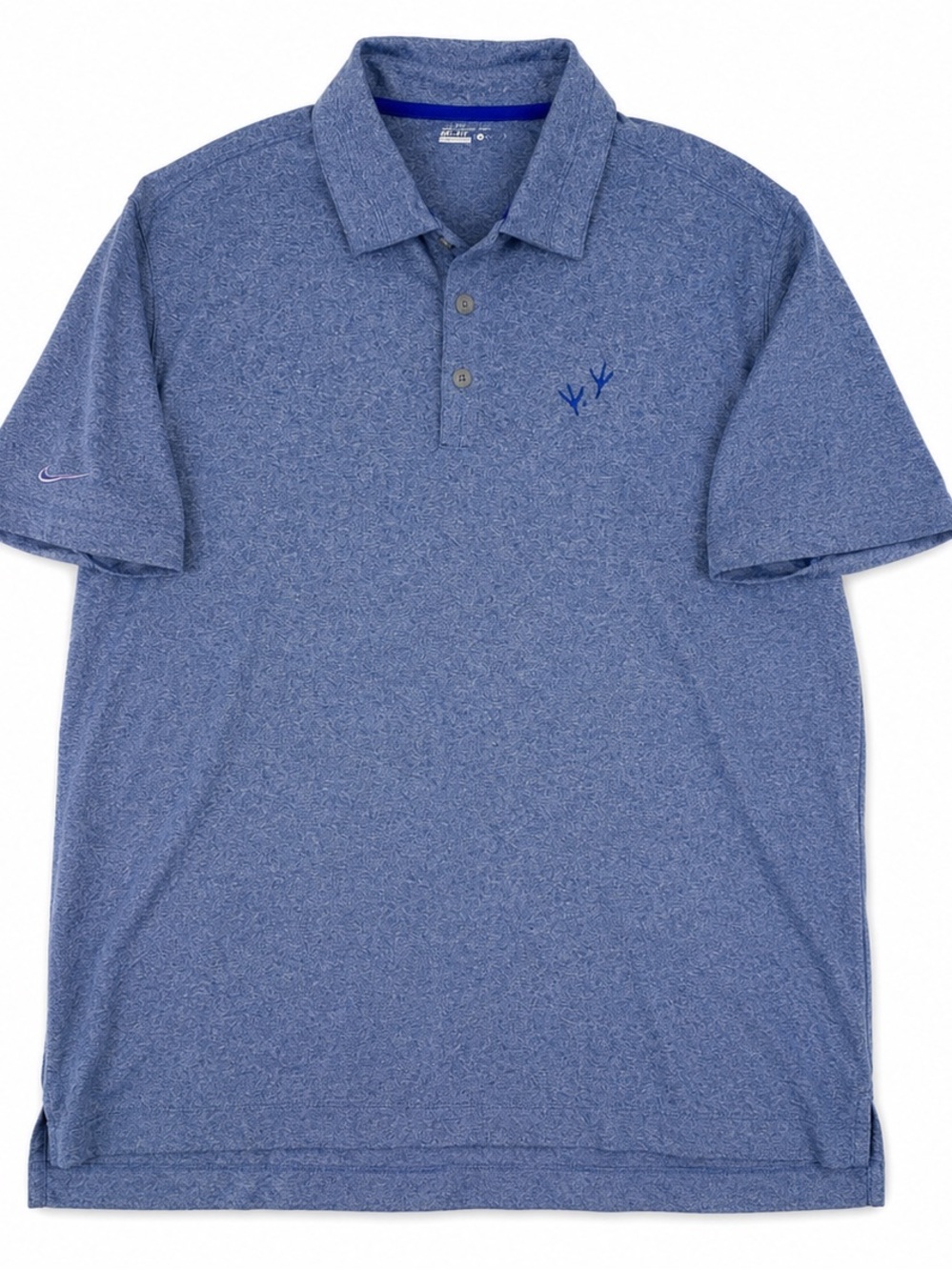 Nike Golf Dri-FIT Blue Heather Performance Polo Men’s Large Embroidered